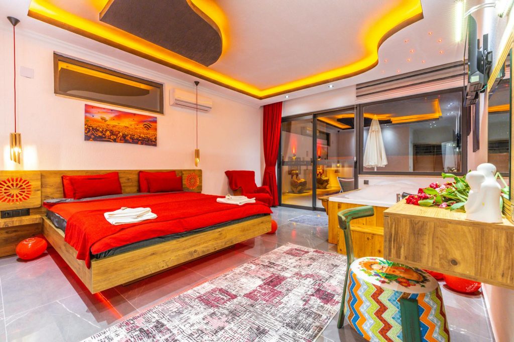 Warm bedroom lighting showing the effect of light colour on sleep