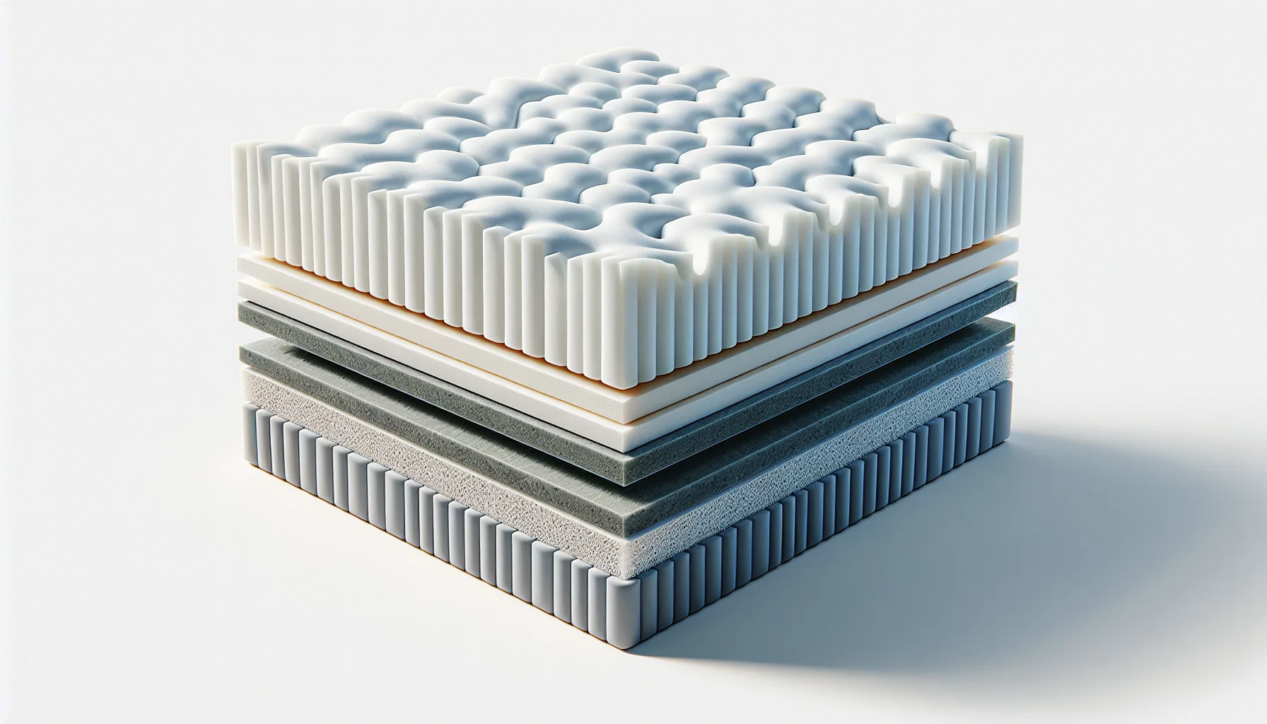 Cross-section of memory foam mattress showing three foam layers