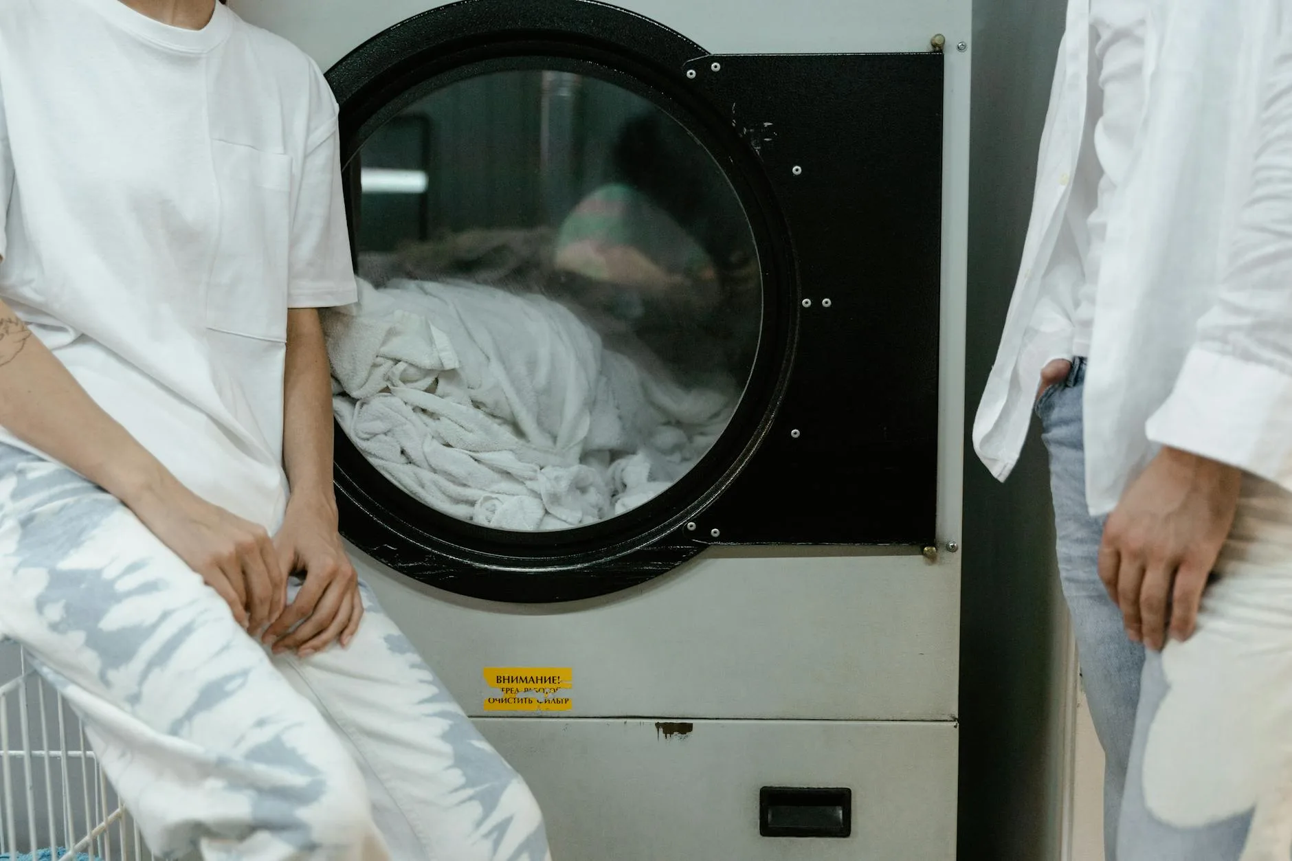 Washing a duvet in a large washing machine for summer care