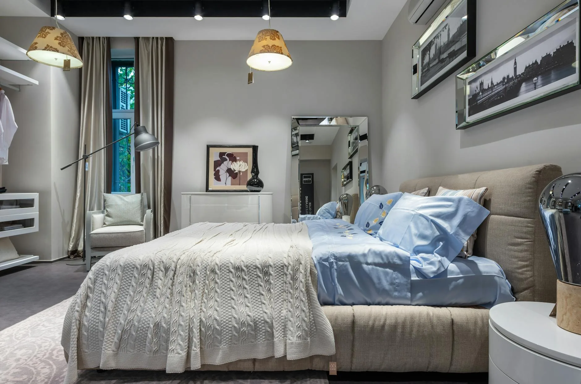 Cosy bedroom with soft blanket and duvet