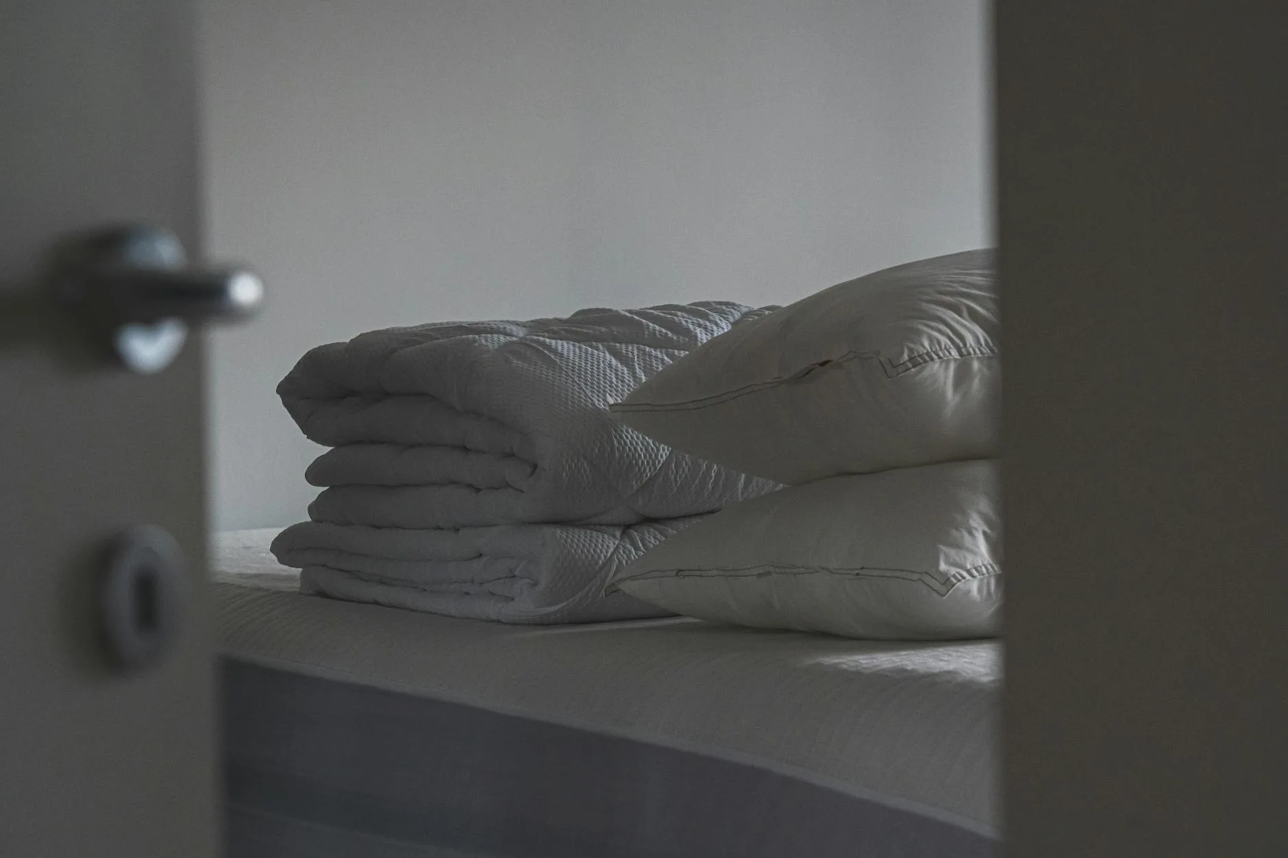 Winter bed with thick duvet and warm layers