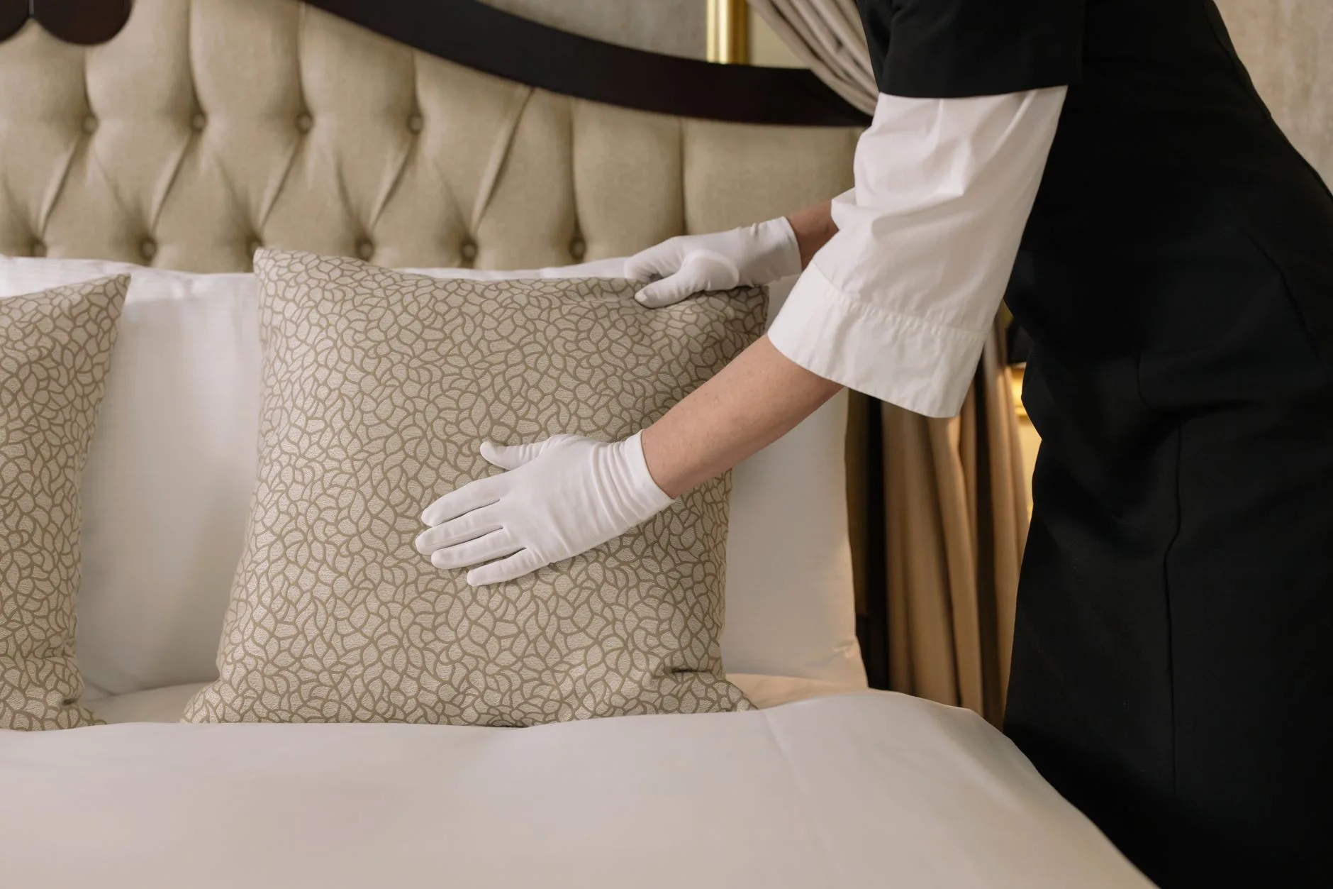 Hypoallergenic pillow and mattress protectors on a clean bed
